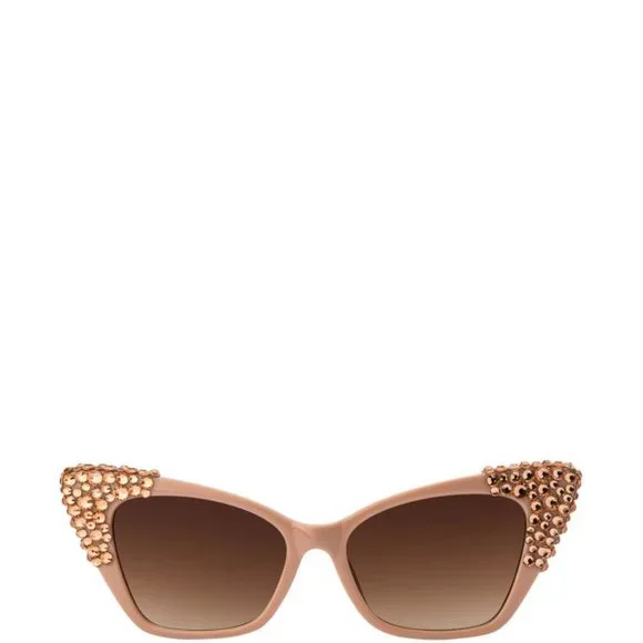 Callie Embellishing Eyes: Nude Rose Gold Rhinestone Sunglasses - Picture 5 of 5
